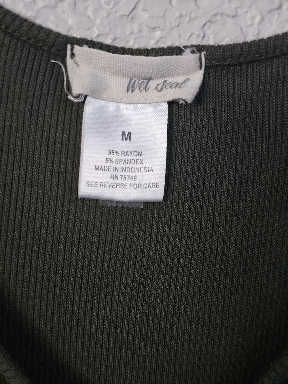 Wet Seal Olive Ribbed Lace-Up Scoop Mini Dress - Picture 7 of 7